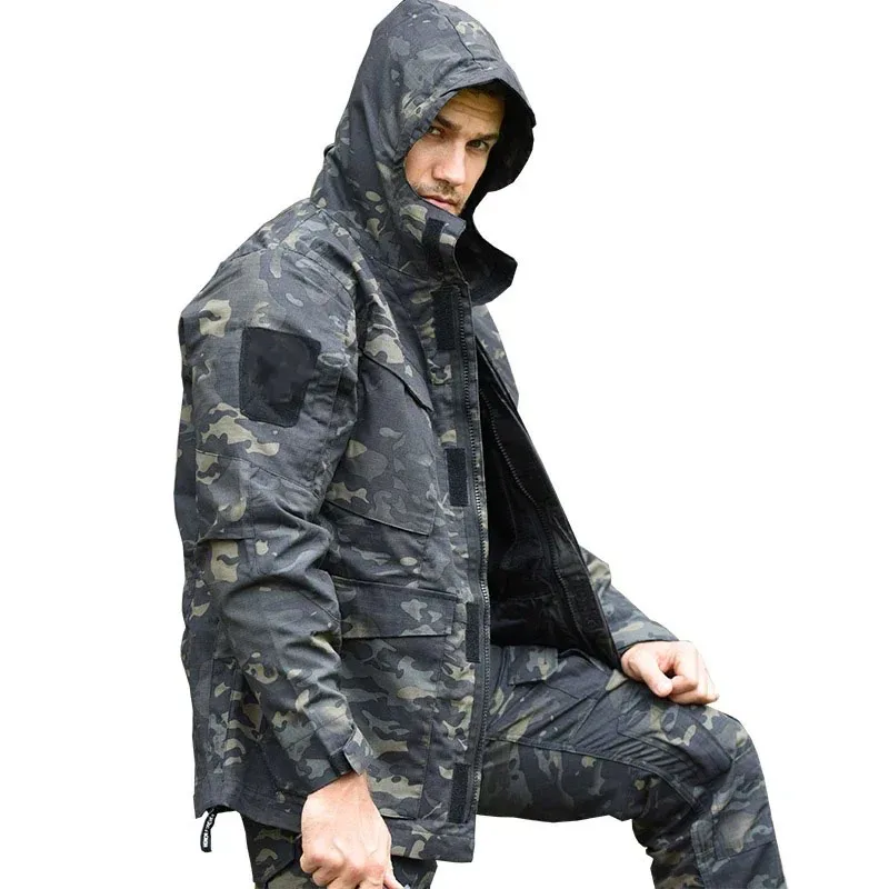 Wholesale M65 Camouflage Mens Waterproof Flight Pilot Hunting Clothes Windbreaker Coats Hoodie Multi Pocket Tactical Jackets