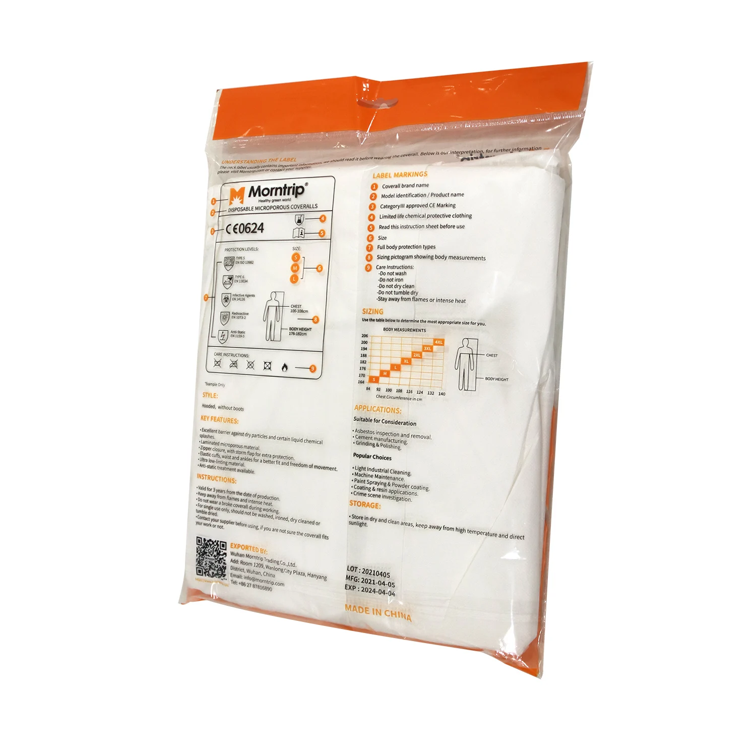High Quality CE ISO Certified Type 4/5/6 Asbestos Removal Protective Disposable Coverall Suit With Hood