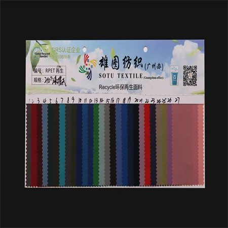 Eco-Friendly Rpet Fabric Recycled Plastic Polyester 210T Taffeta  With GRS Certified