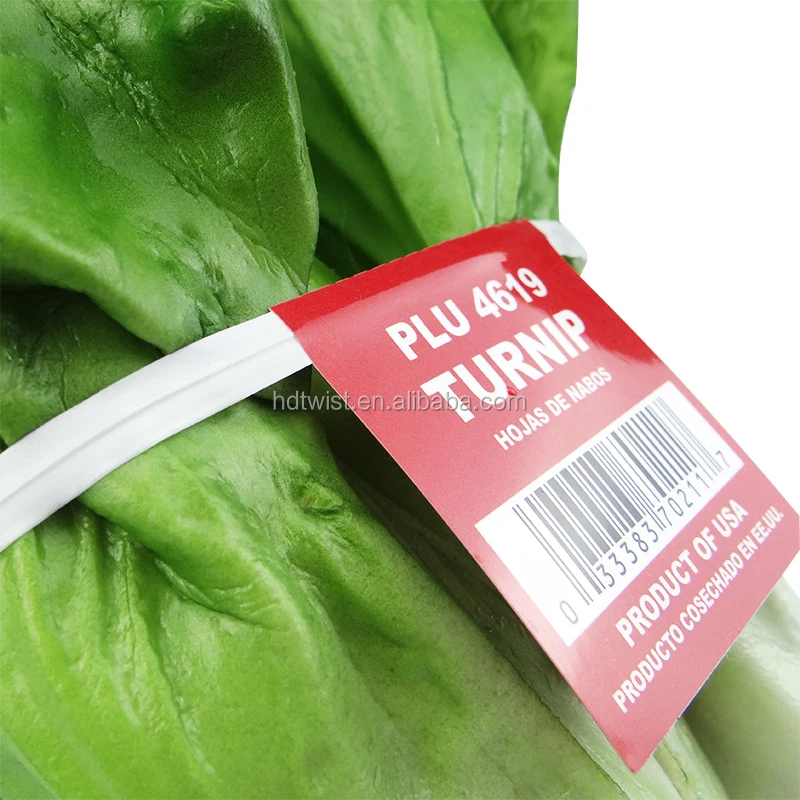 Customized Color biodegradable paper vegetable label twist tie for Vegetable