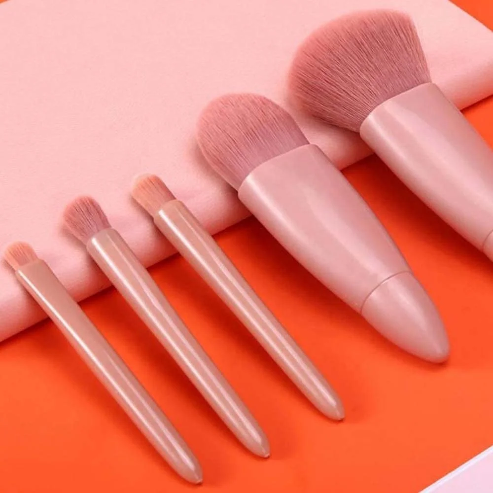 New Best Seller Travel Makeup Brush Set 5 PC Mini Makeup Brushes Kit Complete Function Cosmetic Brushes Kit with Mirror and Case