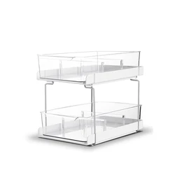 Vacane Fashion Design Utility Shelf Collapsible Rack 2 Layers White Kitchen Bathroom Plastic Under Sink Cabinet Organizer