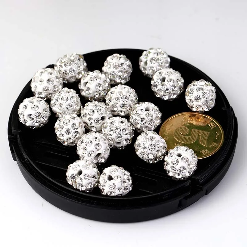 Wholesale DIY Bracelet Accessories White Diamond Ball Polymer Clay Rhinestone Ball Beads For DIY Jewelry Making