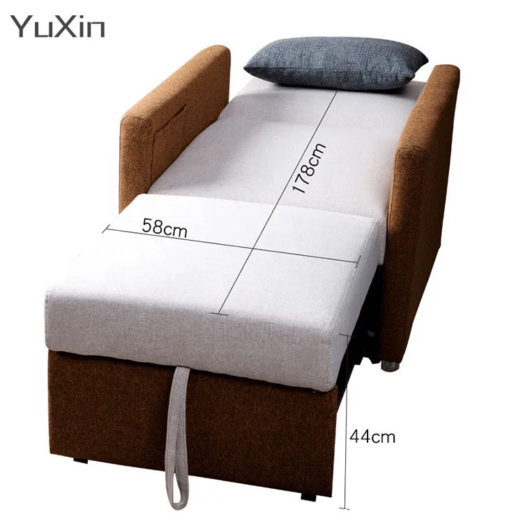 Brown 2 in 1 functional modern livingroom single folding sofa bed chair