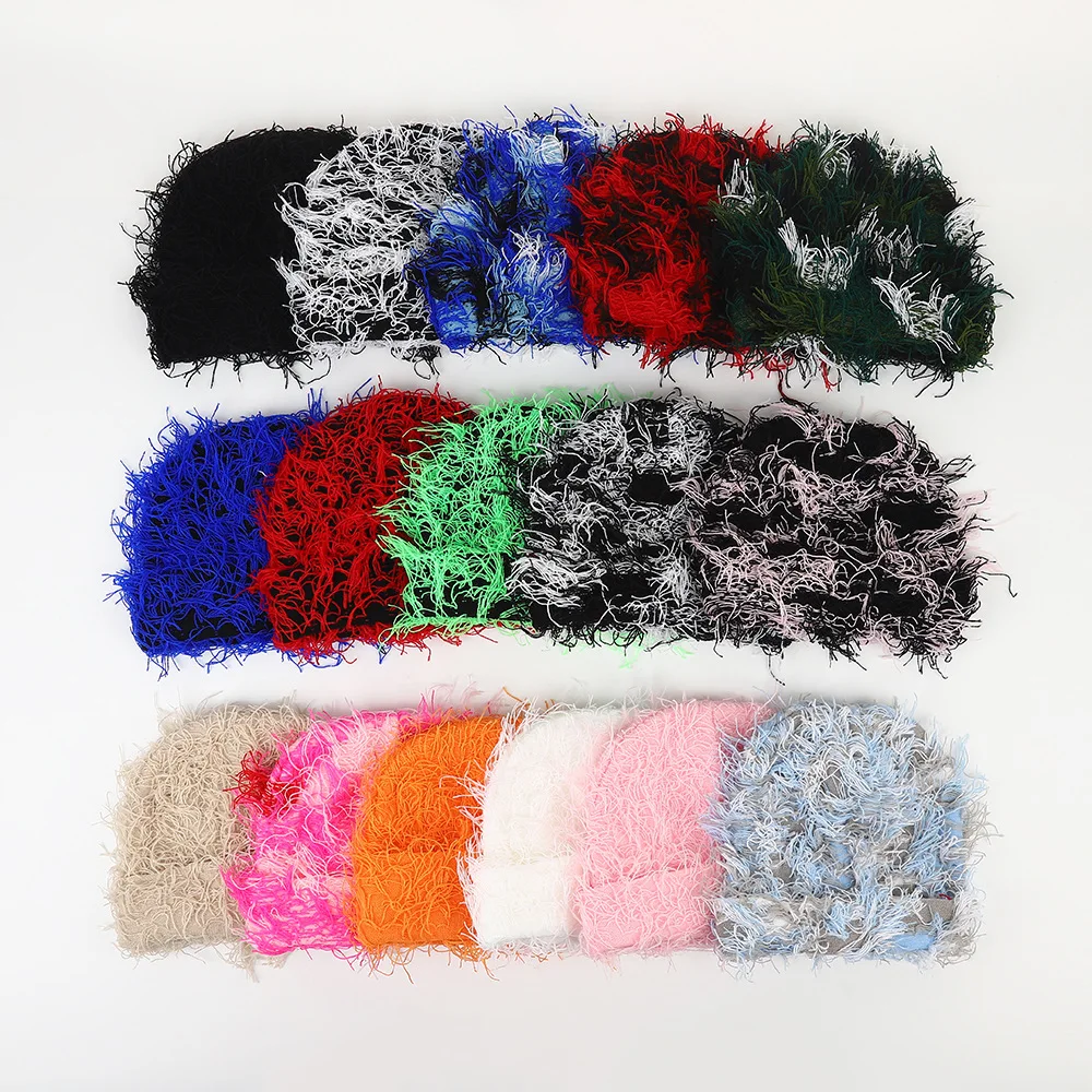 Fluorescent hat Fall and winter warm and cold hip hop funny knit hat  cuffless