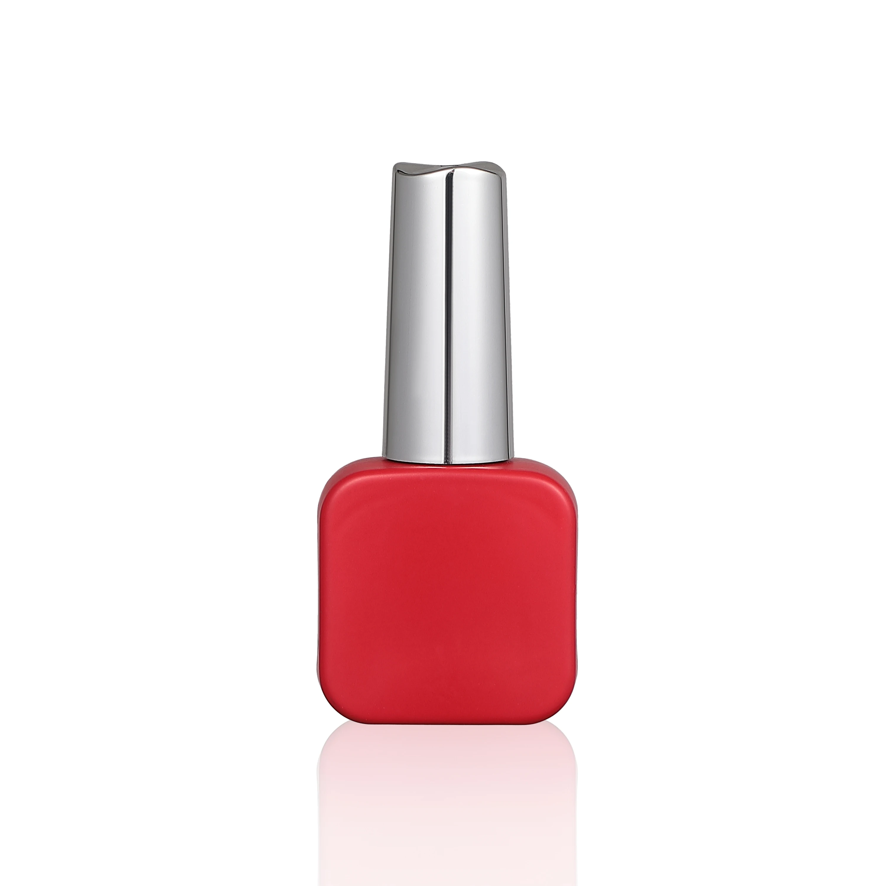 factory OEM custom coated empty uv gel nail polish glass bottle with silver caps and flat dupont brush