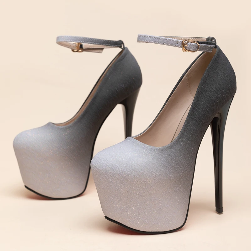 Spring Fashion Mixed Colors Ankle Buckle Strap Platform Pumps Lady Sexy Nightclub Fetish Super High Heel Party Stripper Shoe