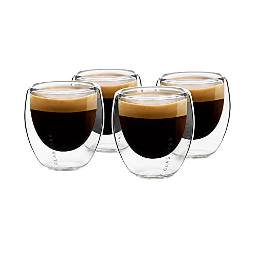 4*70ml Insulated Double Wall Borosilicate Glass Coffee Tea Mugs for Espresso Restaurants and Hotels Set Package
