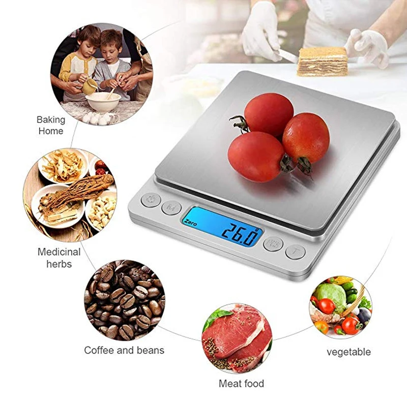Test Instruments 500/0.01g 3000g/0.1g LCD Portable Mini Electronic Digital Scales Pocket Case Postal Kitchen Jewelry Weight Bal