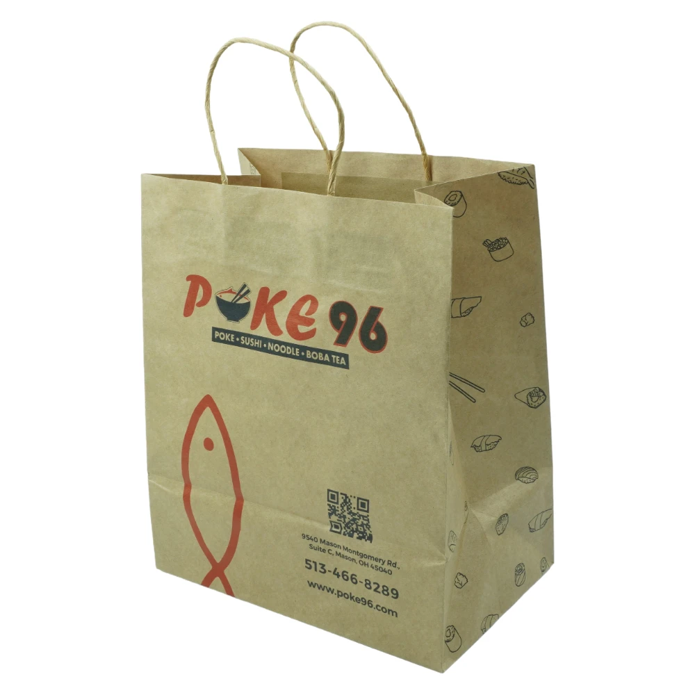 Recycled Shopping Carrier Bag Twisted Handle Your Own Logo Nuts Kernels Packaging Brown Bag Kraft Paper Bags