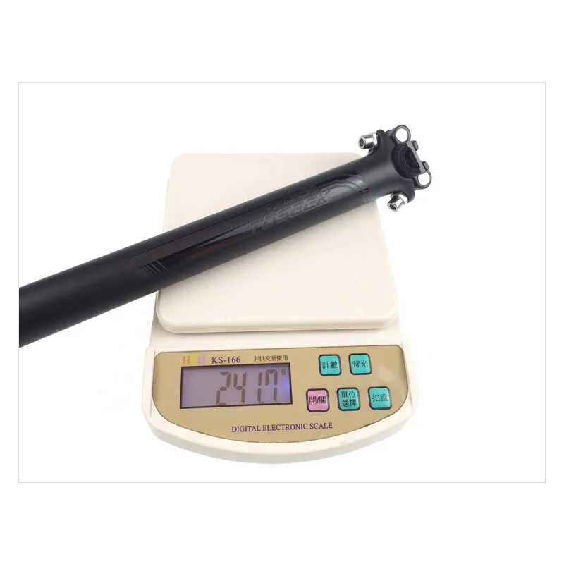 Toseek Carbon Seat post Bicycle Seat Post  3K matte 27.2/30.8/31.6 x350/400mm logo gloss black 240g