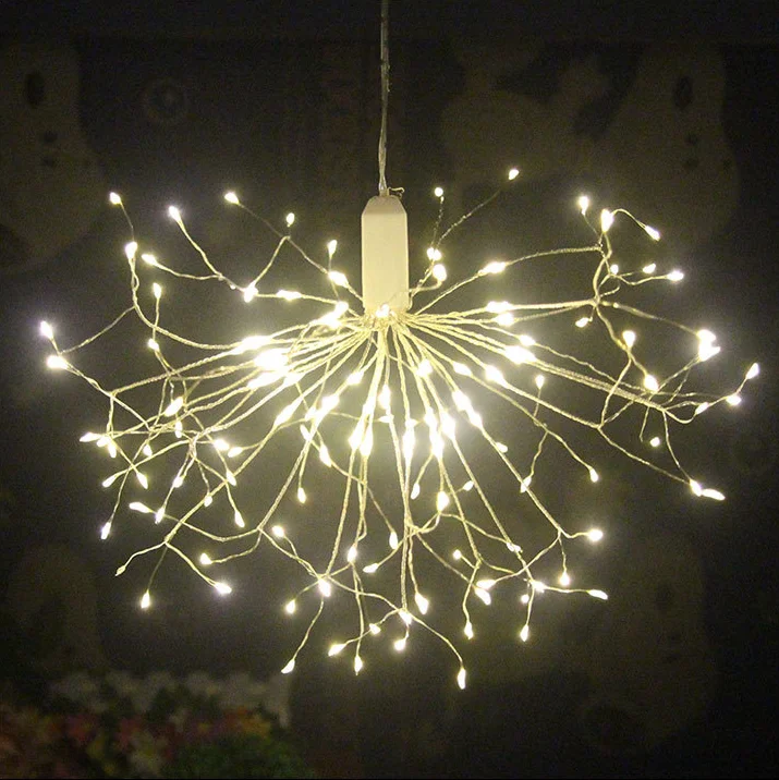 Free Shipping LED Fireworks Lamp With Battery Box Copper Lamp Outdoor Christmas Wedding Garden Decoration Fireworks Lamp String
