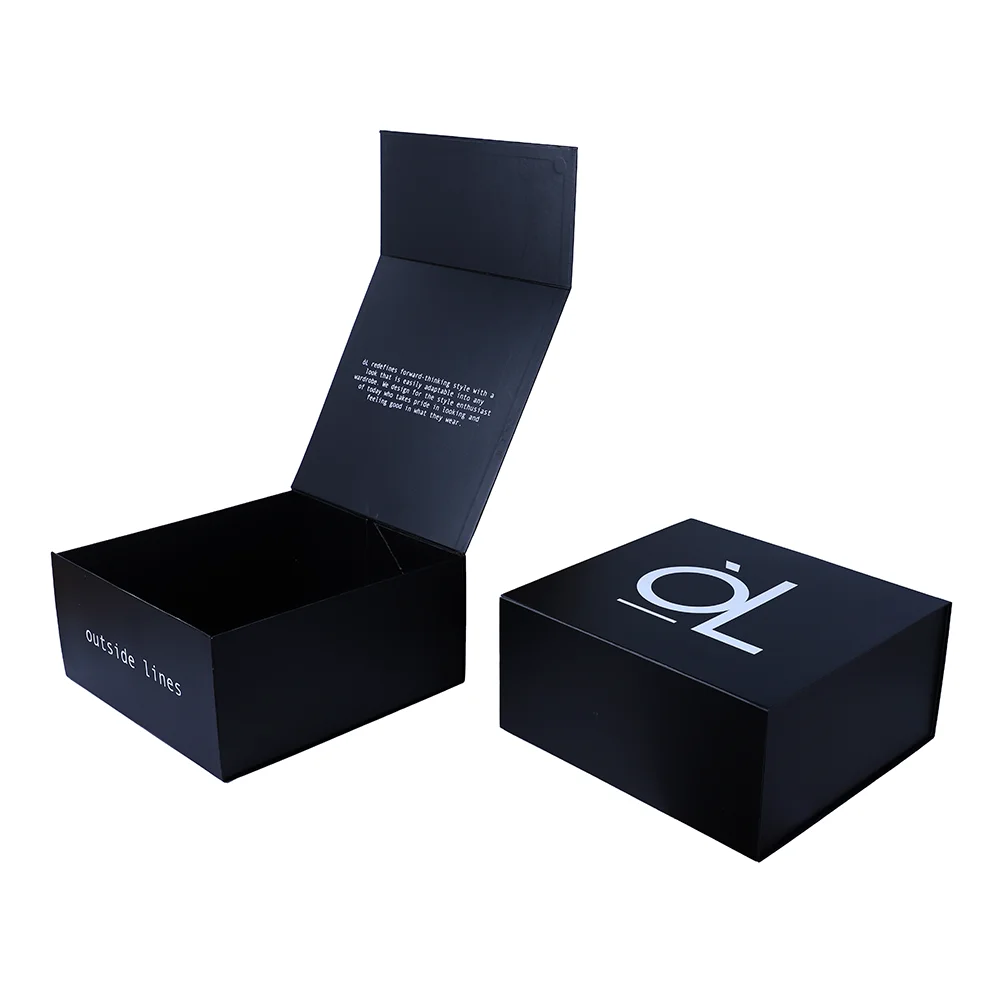 Luxury Collapsible Storage Rigid Paper Boxes With Lid Closure Custom Black Packaging Cardboard Paper Gift Foldable Magnetic Box