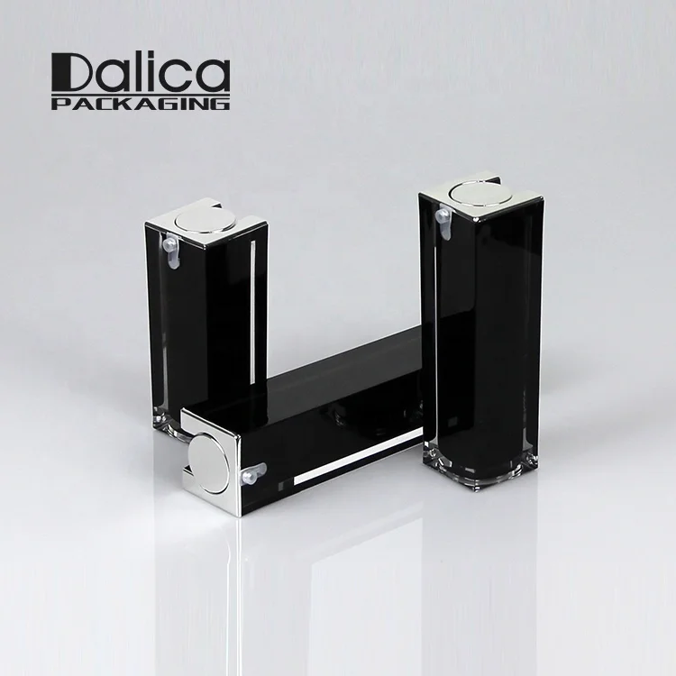 15ml square acrylic blue airless plastic emulsion bottle cosmetic container