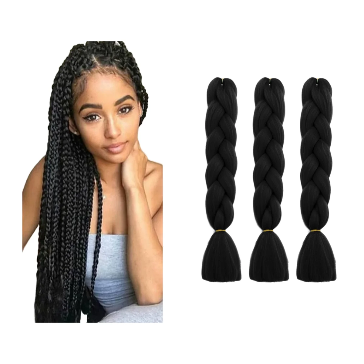 24inch 100g Natural Jumbo Synthetic High-Temperature Deep Wave Fiber Braiding Hair for Women