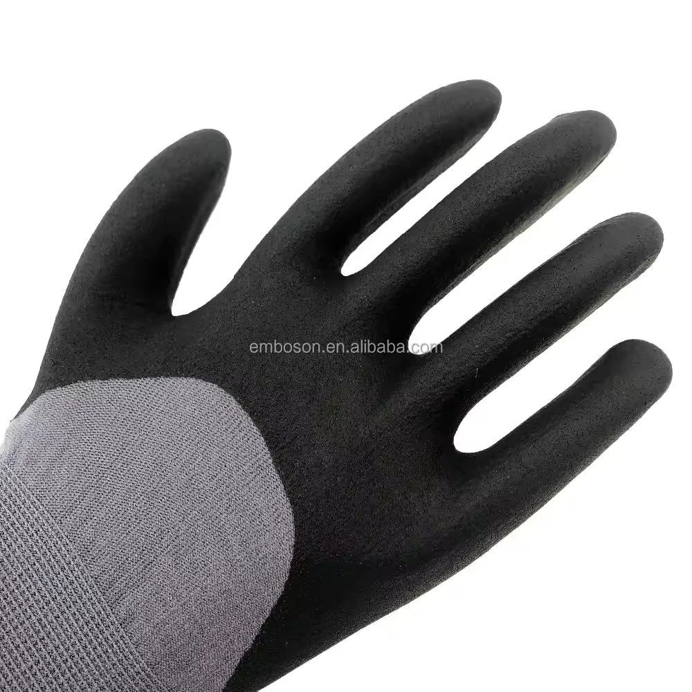 Knitted Cuff Oil Resistant Nitrile 3/4 Coated Gloves Nitrile Gloves