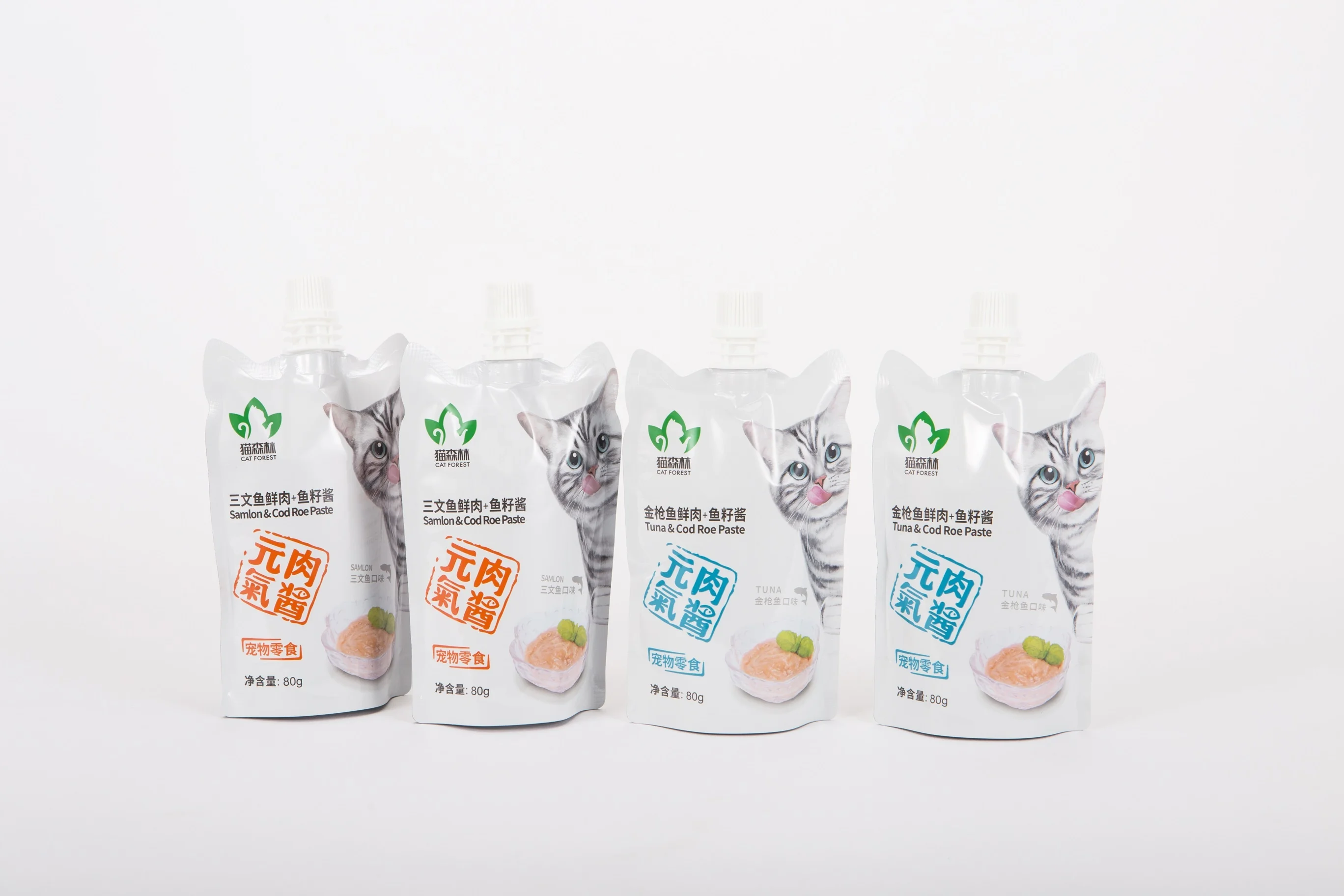 Pet food packaging sachet, custom-shaped aluminum foil barrier doypack high retort stand up spout pouch bag