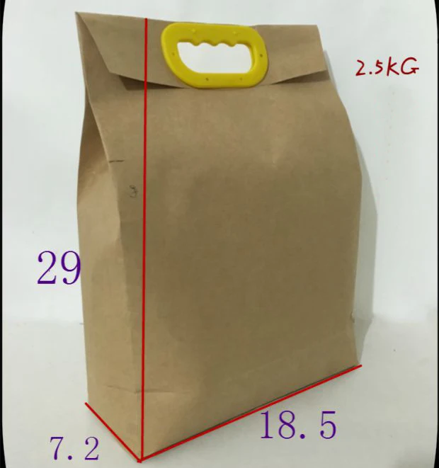 china supplier 5kgs kraft paper rice 10kgs packaging bags with handle
