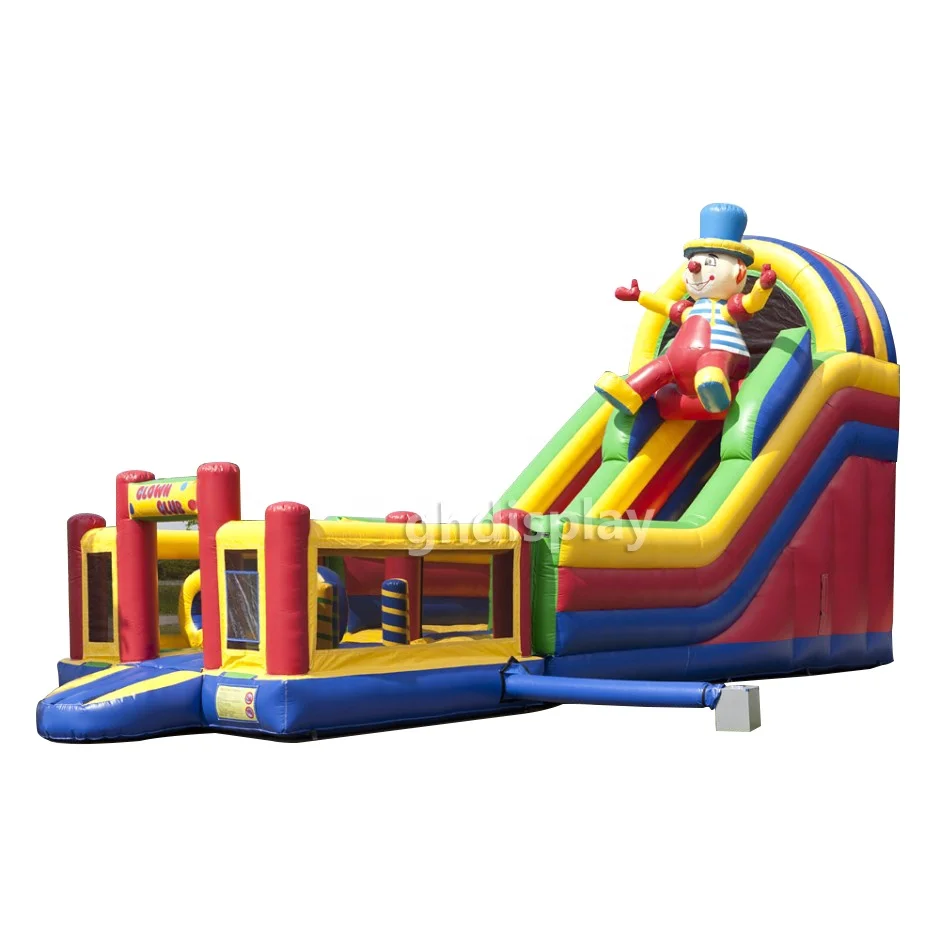  custom commercial funny clown kids bouncy bouncer inflatable slide bounce