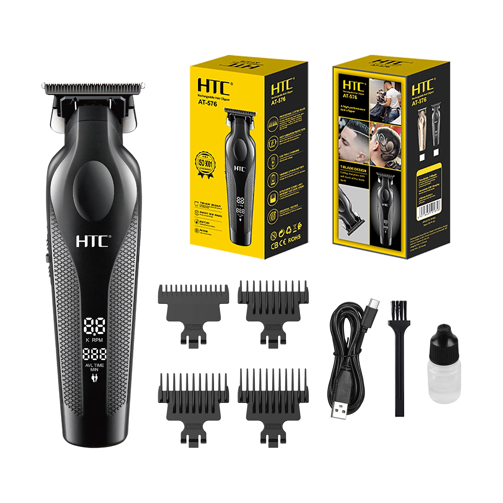 HTC AT-576 Powder Metallurgy Blade Hair Clipper Professional Hair Cutting Salon Barber Clipper