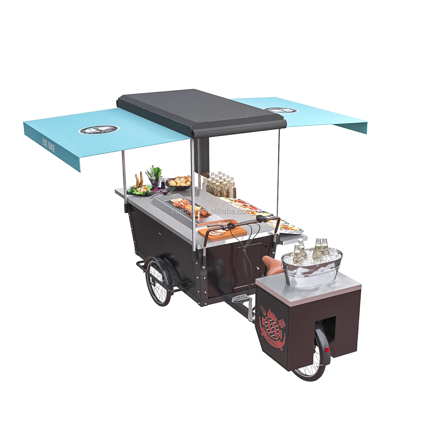 China Mobile Outdoor Food Truck Electric Barbecue Fast food Tricycle For Sale