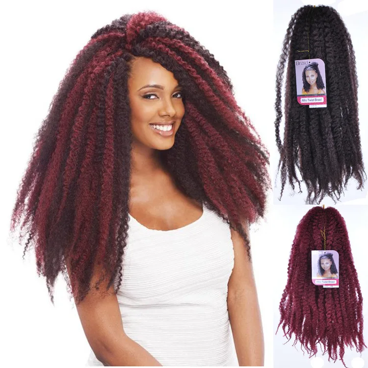 
Wholesale 18inch 100g Cuban Twist Braiding Hair Ombre Synthetic Braiding Hair Extensions Afro kinky Marley Twist Hair 