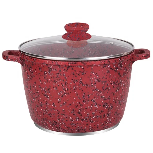 24 см круглая глубокая суповая кастрюля с антипригарным покрытием из литого под давлением алюминия с каменным гранитным покрытием