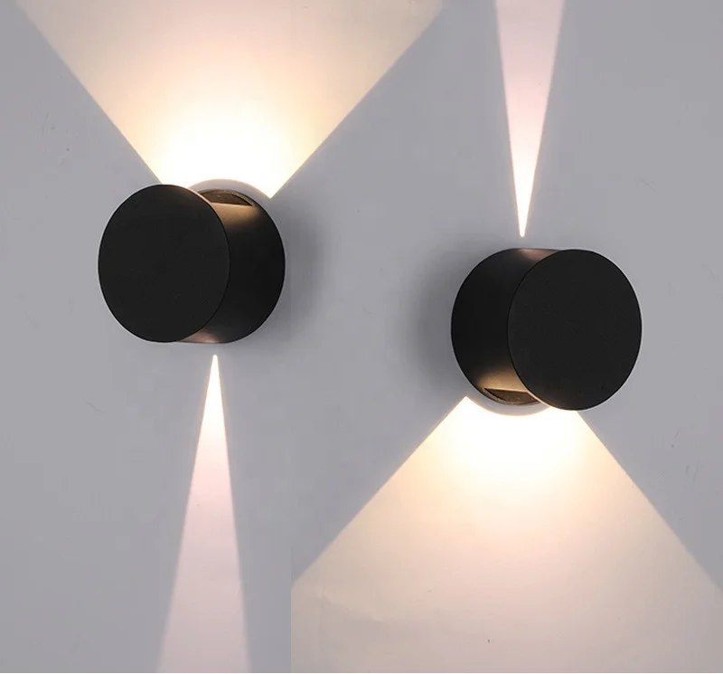 2022 New Round Shape 6Watt 10Watt  3000K Black White Aluminum Waterproof Modern ip65 Outdoor LED Wall Lamps