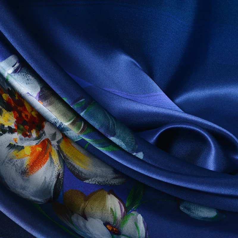 High Quality Ankara heavy tissu africain en satin de soie avec motif Weight textile dyes 100% Printed Natural Pure Silk Fabric