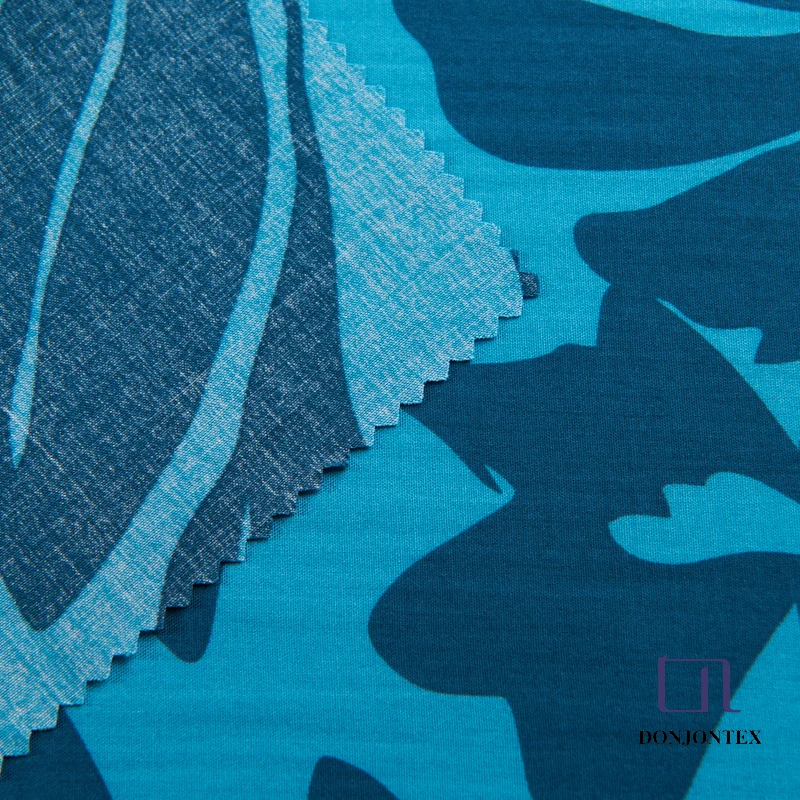 Мягкая легкая ткань из 100% вискоза с цветочным принтом морского цвета для Абайи, платья и ночного белья