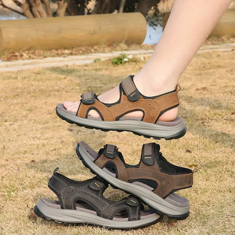 39-46 Genuine Leather Popular  Casual Style China Cheap Sandals Slider In Sandal