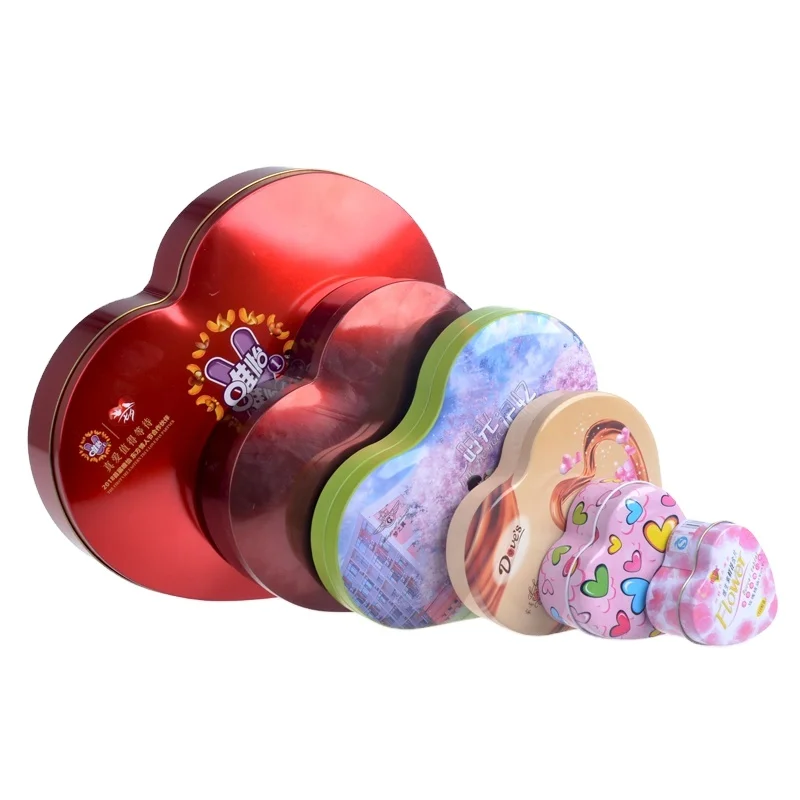 Wedding gift metal heart shape tin box custom chocolate candy tin box