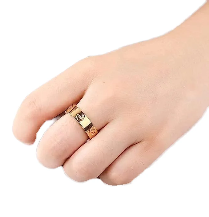 Romantic Love Brand Ring Non Tarnish Waterproof Stainless Steel 18K Gold Plated Finger Rings Women