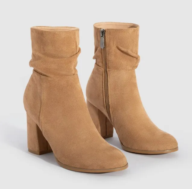 UP-1699J 8.3cm Chunky High Heel Shoes for Women Classic Ankle Female Boots for Autumn Winter