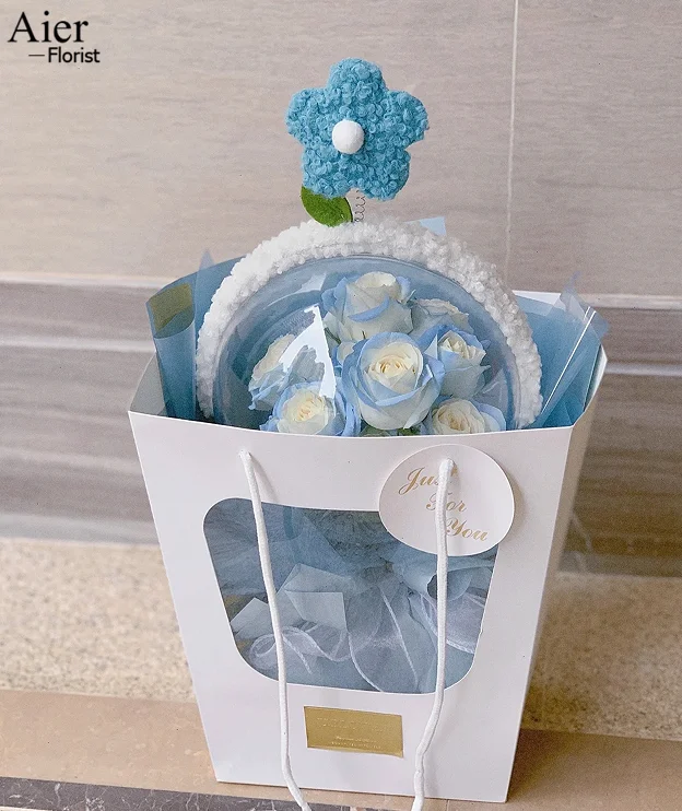 Aierflorist 14 cm diameter transparent bubble planet plastic transparent Bobo Balloons Acrylic Flower Bobo Ball Paper Box Set