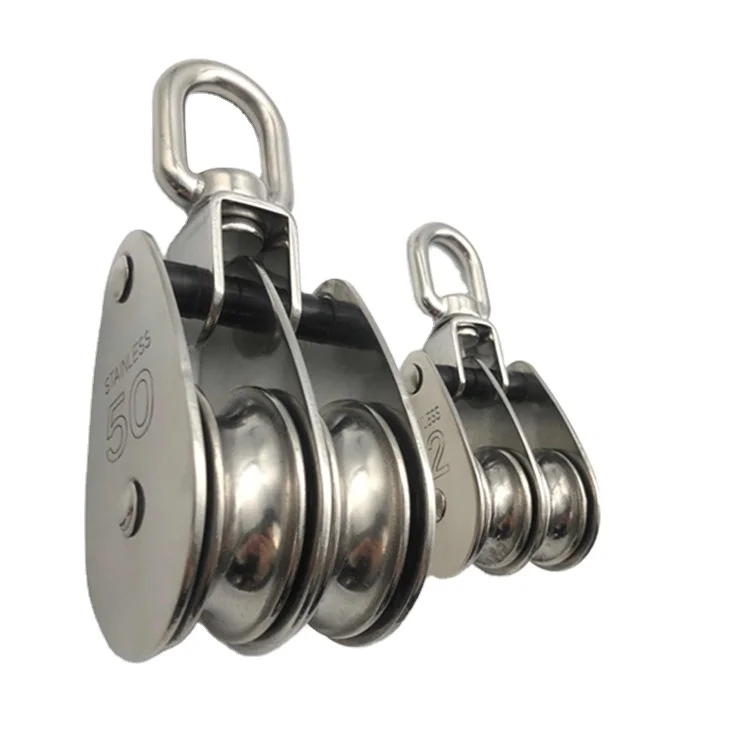 304 Marine Stainless steel double pulley block folding double pulley