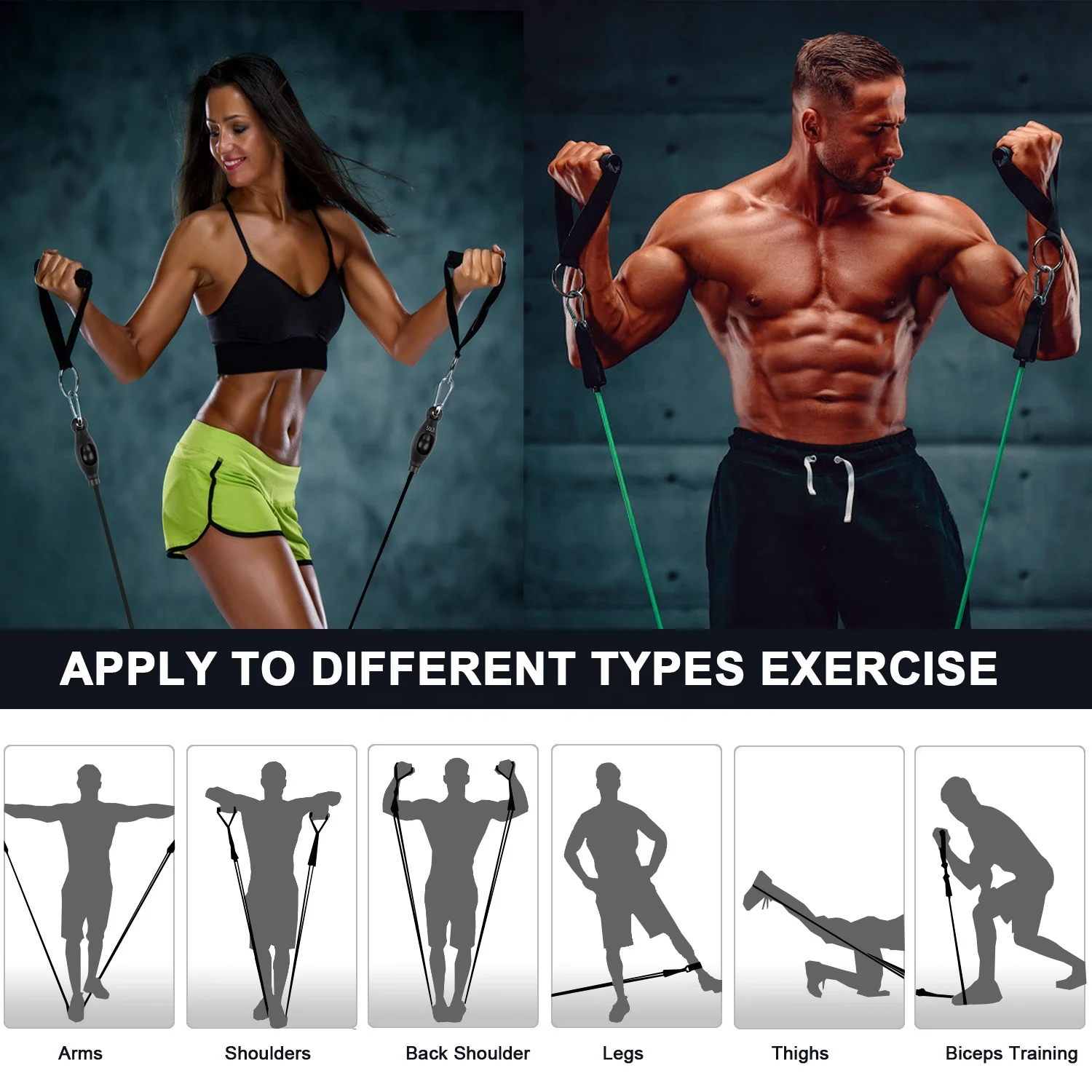 11pcs set fitness latex resistance bands exercise tubes practical elastic training resistance tubes set