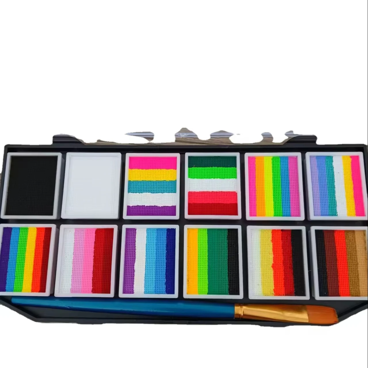 Professional private logo washable rainbow split face paint palette multi colors face body paint for kids