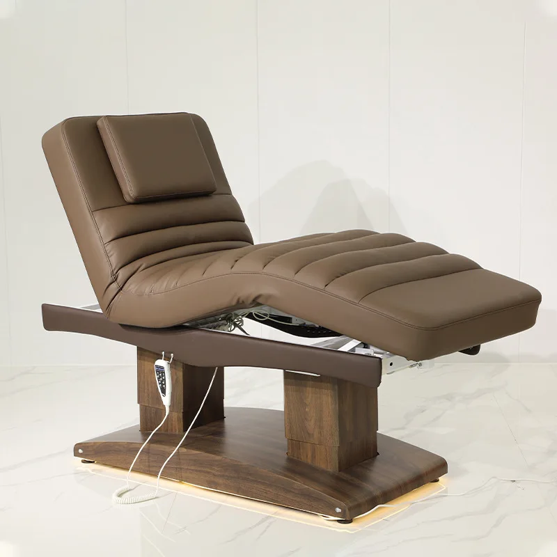 HICOMED Luxury Wooden Base Facial Lash Beauty Bed Electric Massage Physiotherapy SPA Table For Beauty Salon With 4 Motors