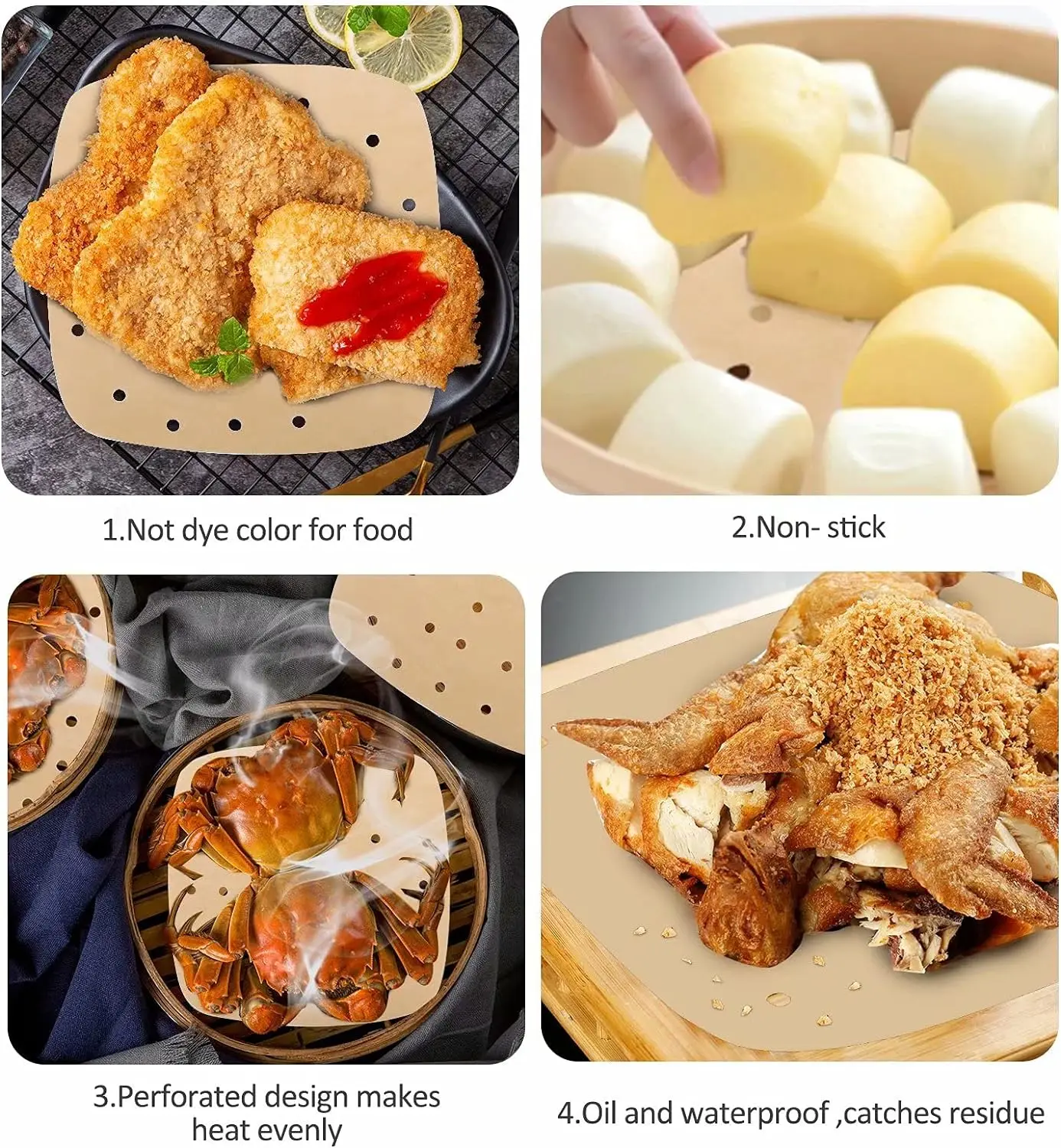 Rounds Fryer Liners Disposable For Cooking 50pcs Round Sheet Airfryer Liner Waterproof Parchment Air Tray Food Baking Paper