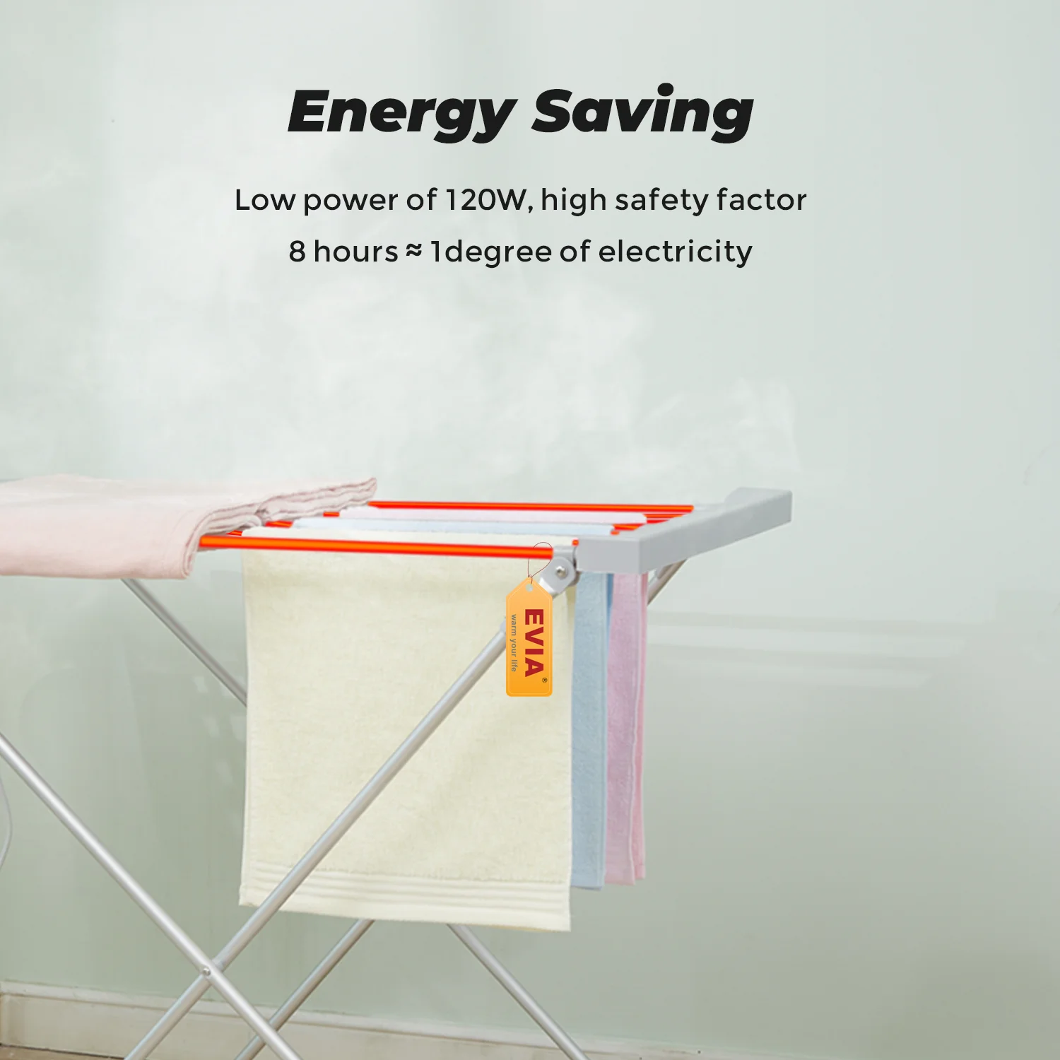 EVIA Silver drying rack folding lidl clothes dryer heated clothes airer standing electric clothes rack