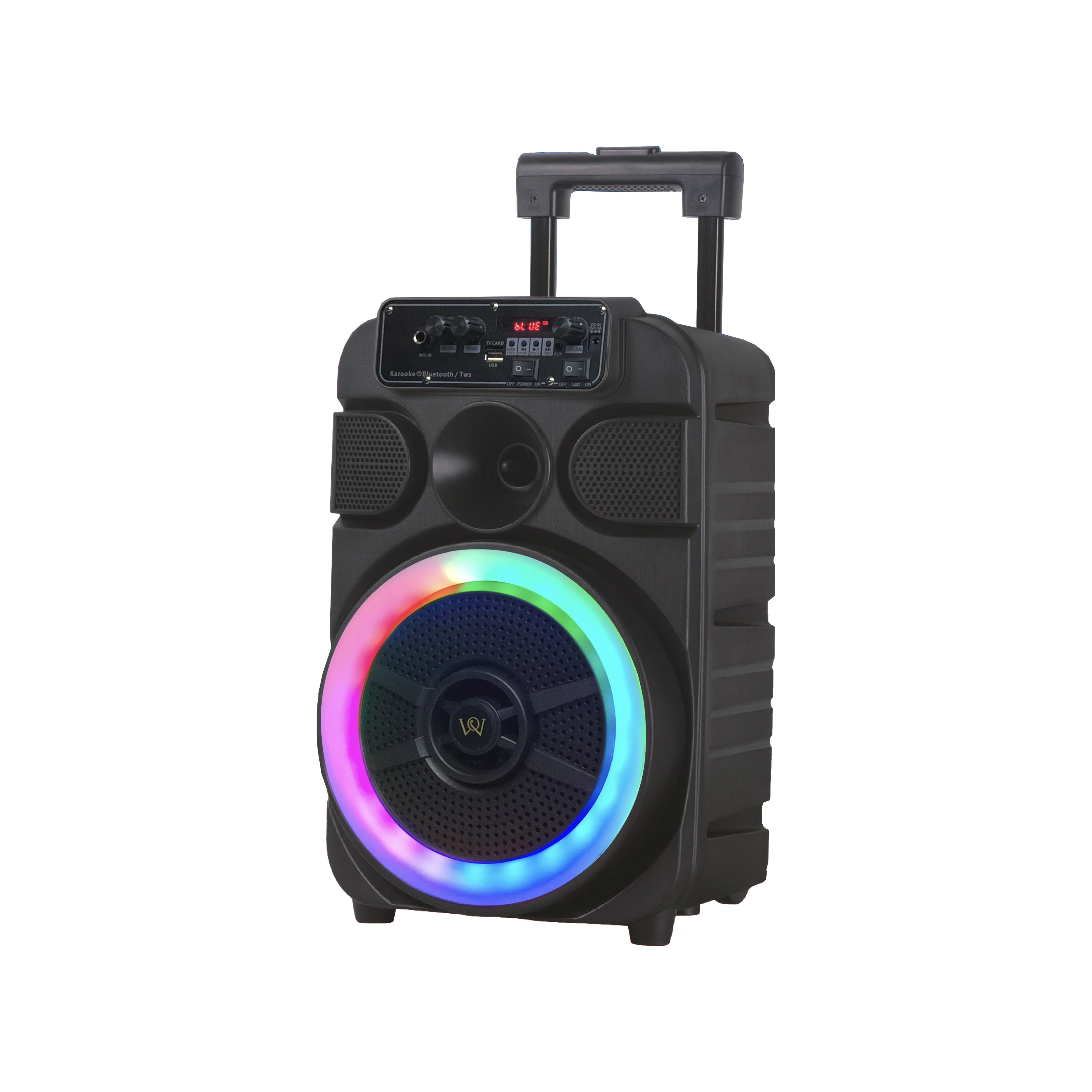 8 Inches Multimedia DJ Stunner WJQ-2208 LED LARGE Trolley SPEAKER  WITH WIRELESS MICROPHONE