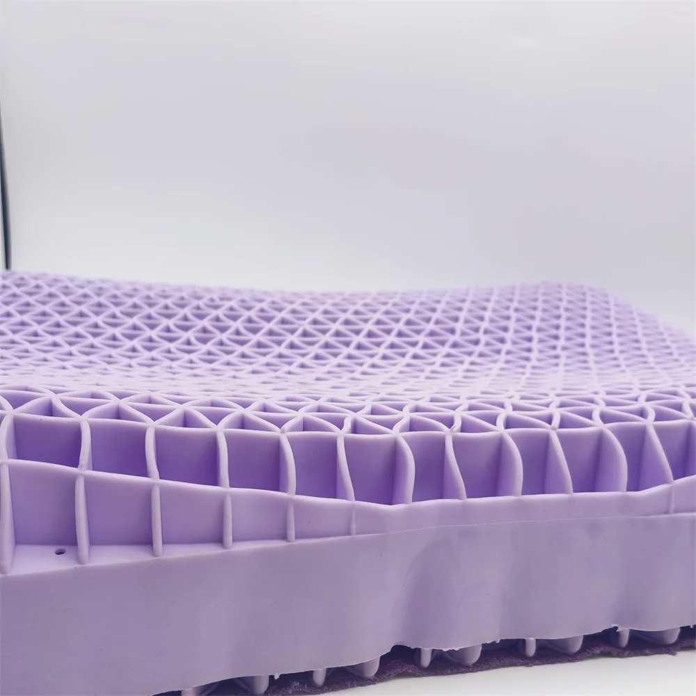 
3d gel honeycomb pillow with good air circulation tpe Washable pillow Thermo plastic Elastomer Purple Pillow 