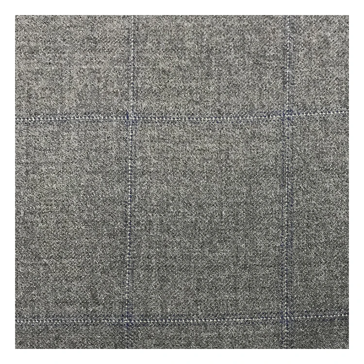 China Fashionable 52% Wool 41% Polyester 5% Cashmere 2% Blended Worsted Woven Charcoal Plaid Wool Fabric Textile