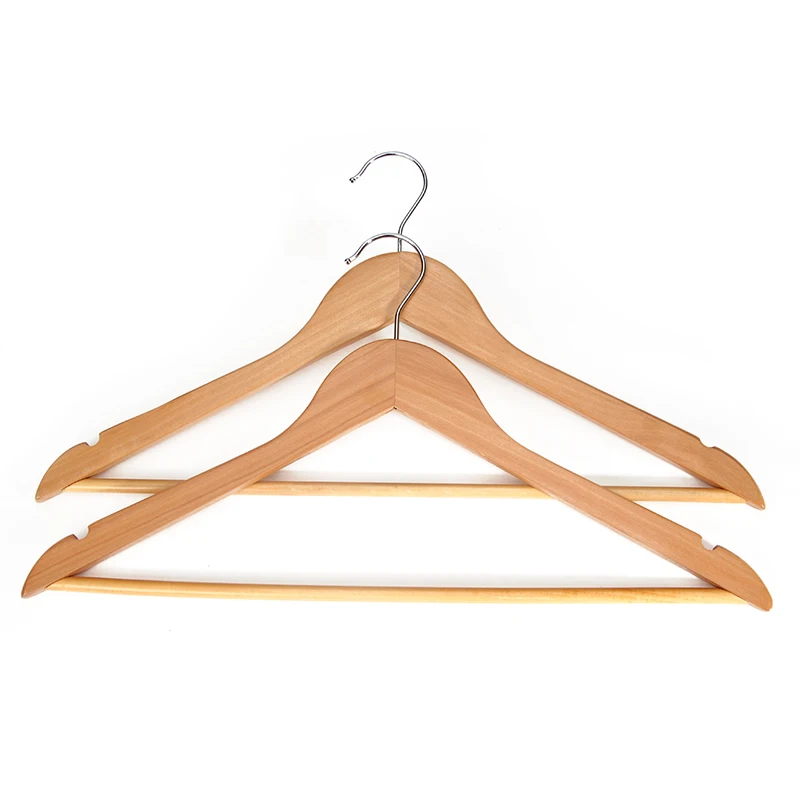 Factory wholesale high-end hangers perchas de madera wooden hanger 20 pack
