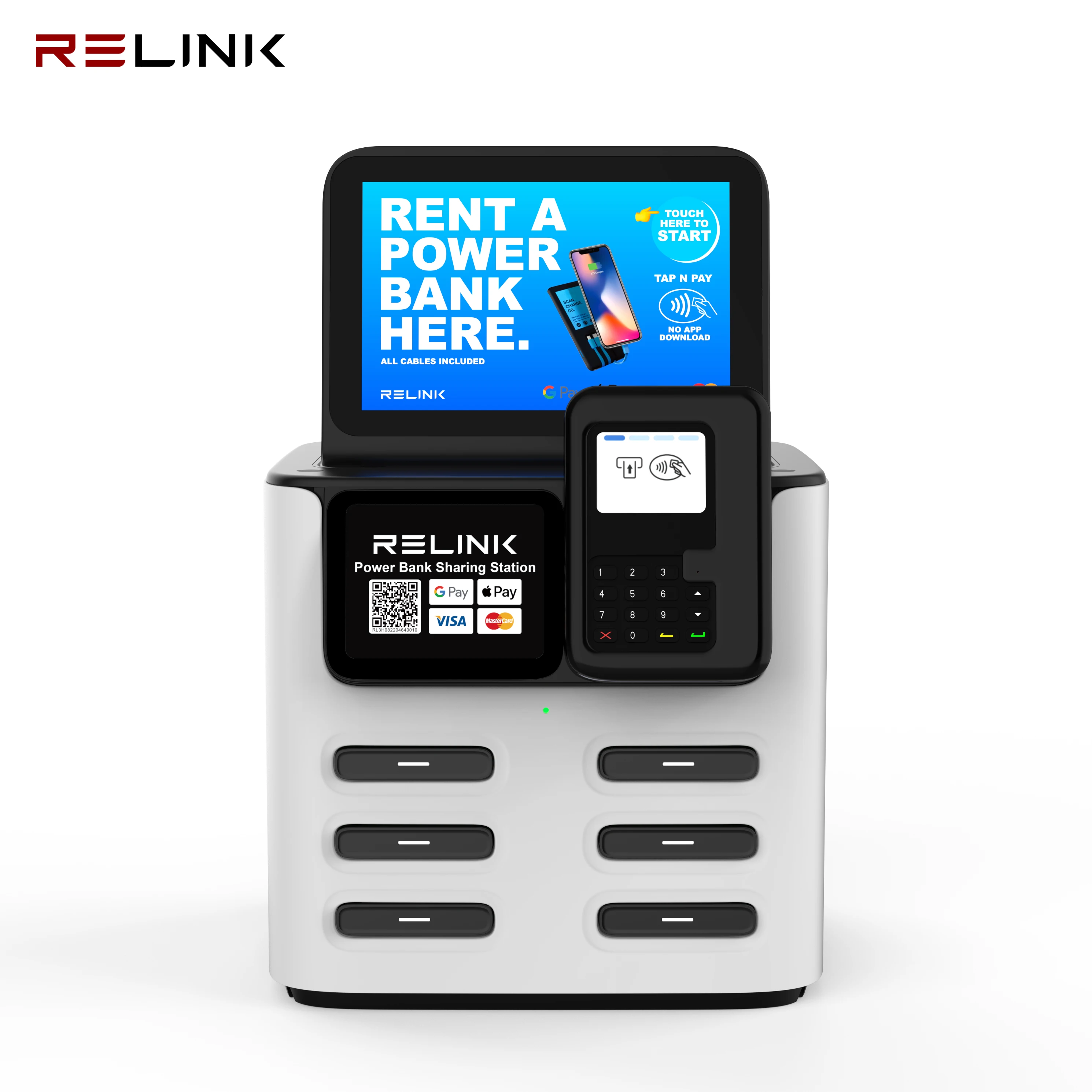OEM ODM 6Slots Phone Charging Vending Machine NFC Power Bank Rental Station With POS Terminal