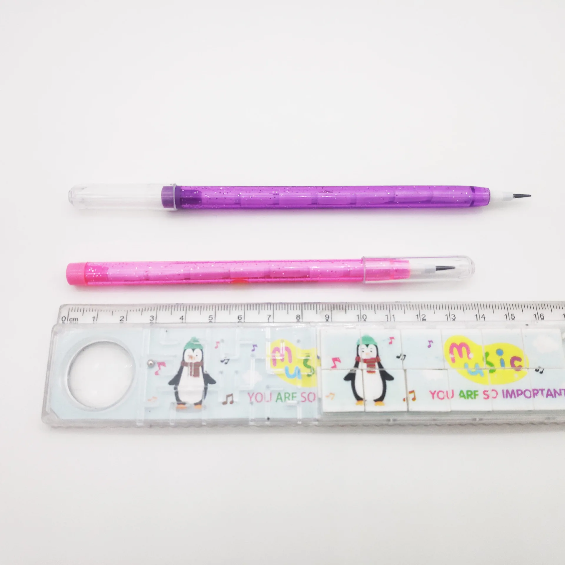Classroom Rewards Prizes Stationery Gifts Clear Glittering Push up Lead Multi Point Stackable Pencil