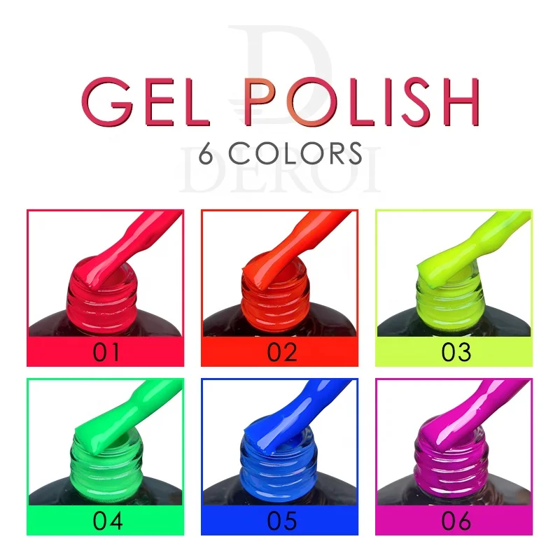 Nail Gel Polish Set Supplies For Professionals Customized Soak Off 6 Color Nail Art Gel Nail Polish Set