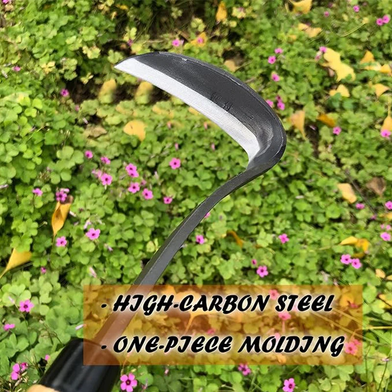 The new listing high-carbon steel sharp blade Wooden handle garden tool Portable hoe for harvesting and weeding