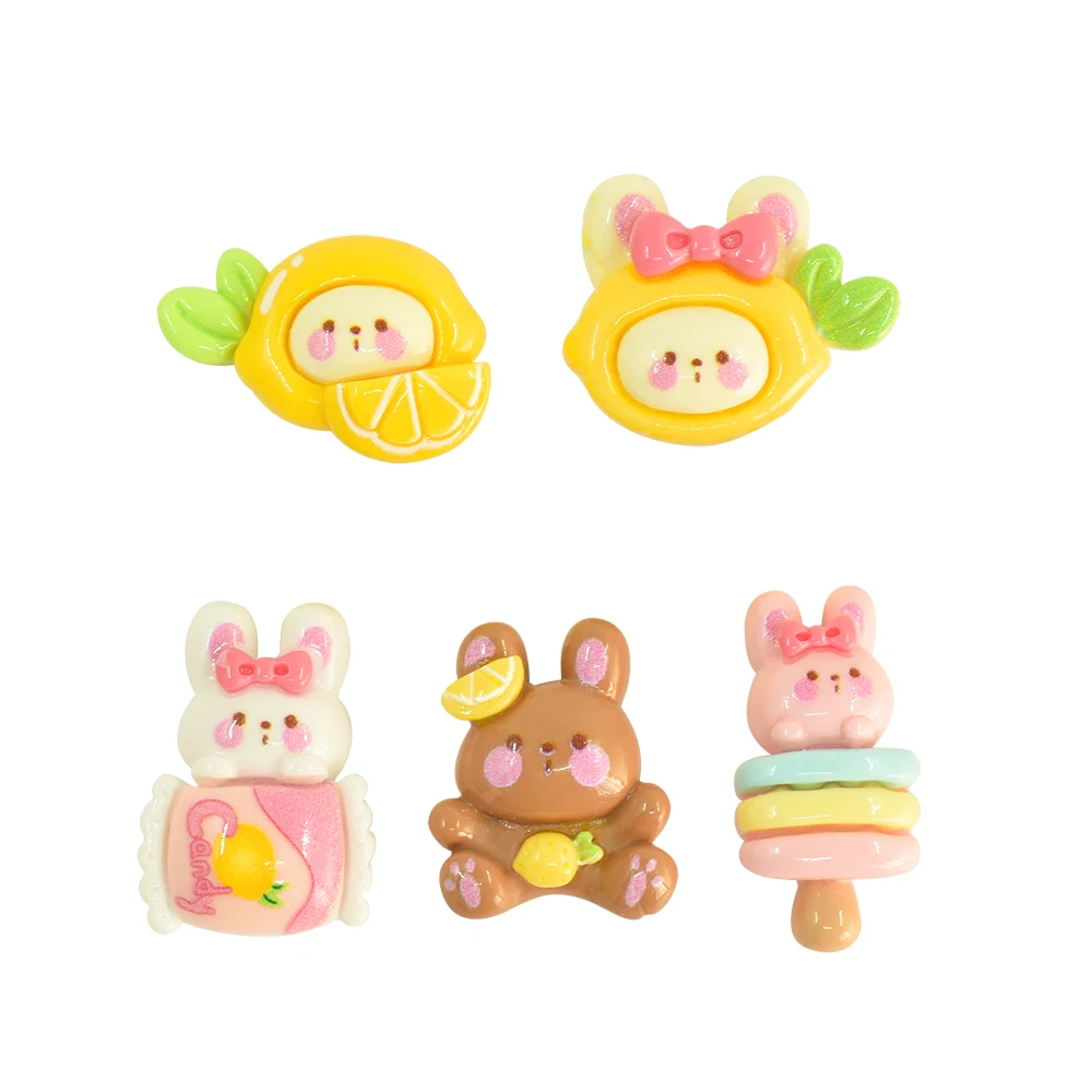 Kawaii фруктовый кролик Мультяшные резиновые Кабошоны с плоской задней частью для DIY заколки волос украшения телефона